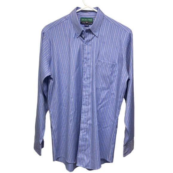 J.D. Christopher Shirt 15 32/33 Blue with Navy and Gold Stripes - Picture 1 of 7